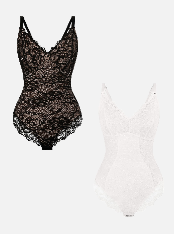 Ensemble BelleLigne® – Lot de 2 Bodys Galbants en Dentelle Décolleté V