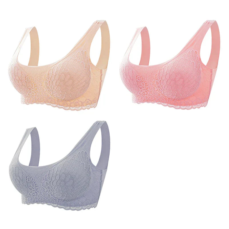 Sutiã Sem Costura Efeito Silicone de Renda - Kit 3 Peças