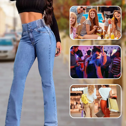 Calça Modeladora Cintura Alta Jeans Flare