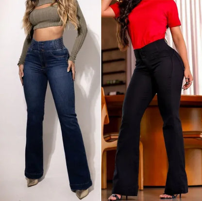 Calça Modeladora Cintura Alta Jeans Flare