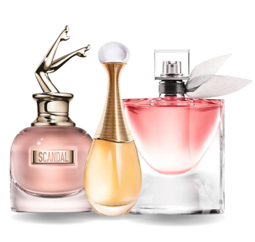 3 Parfums Jean Paul Gaultier Scandal, Dior J'Adore & Lancôme La Vie Est Belle (PAYEZ 1 OBTENEZ 3)