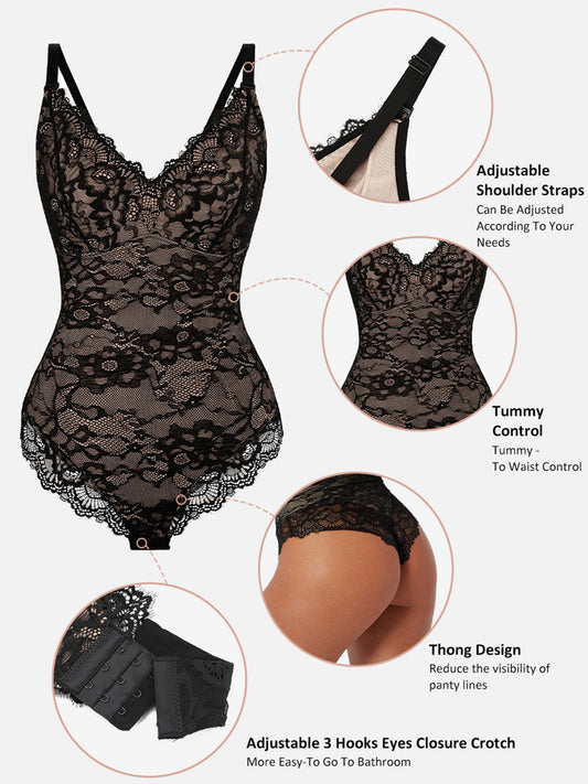 Ensemble BelleLigne® – Lot de 2 Bodys Galbants en Dentelle Décolleté V