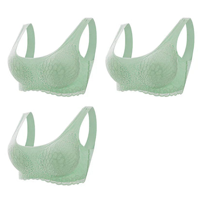 Sutiã Sem Costura Efeito Silicone de Renda  - Kit 3 Peças