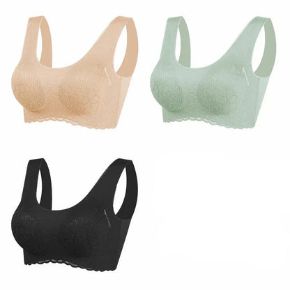 Sutiã Sem Costura Efeito Silicone de Renda  - Kit 3 Peças