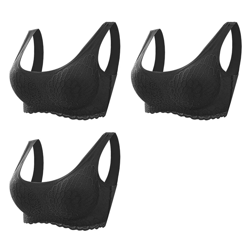 Sutiã Sem Costura Efeito Silicone de Renda  - Kit 3 Peças