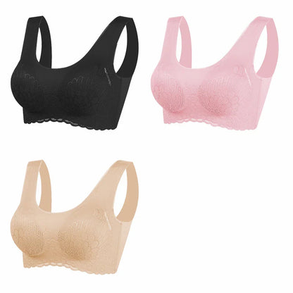 Sutiã Sem Costura Efeito Silicone de Renda  - Kit 3 Peças