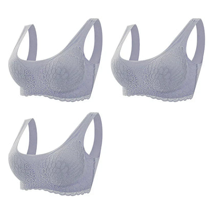 Sutiã Sem Costura Efeito Silicone de Renda  - Kit 3 Peças