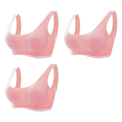Sutiã Sem Costura Efeito Silicone de Renda  - Kit 3 Peças