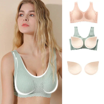 Sutiã Sem Costura Efeito Silicone de Renda  - Kit 3 Peças
