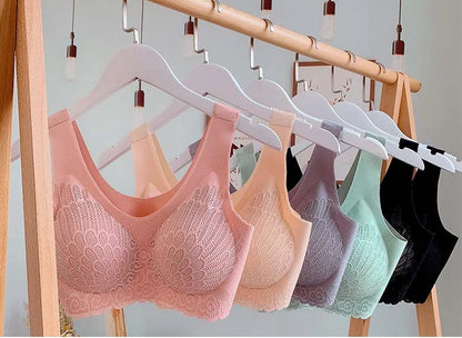 Sutiã Sem Costura Efeito Silicone de Renda  - Kit 3 Peças